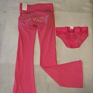 PINK, Victoria' Secret, NEW! Limited Edition Carmine Rose Bling XS Pants & Panty